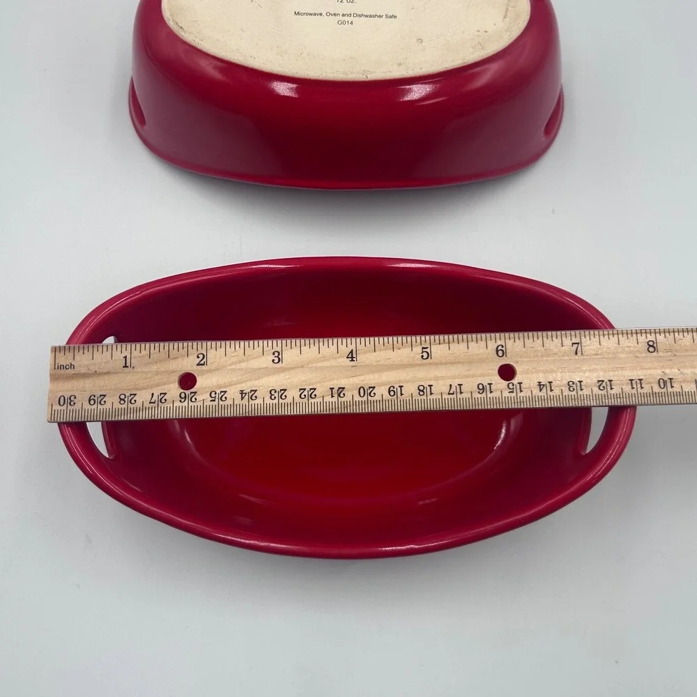 Rachael Ray Red Stoneware 12 oz Oval Au Gratin Baking Dishes Set of 2 G014